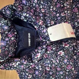LANDS END Kids ThermoPlume Packable Jacket NWT Purple Floral L(14-16)